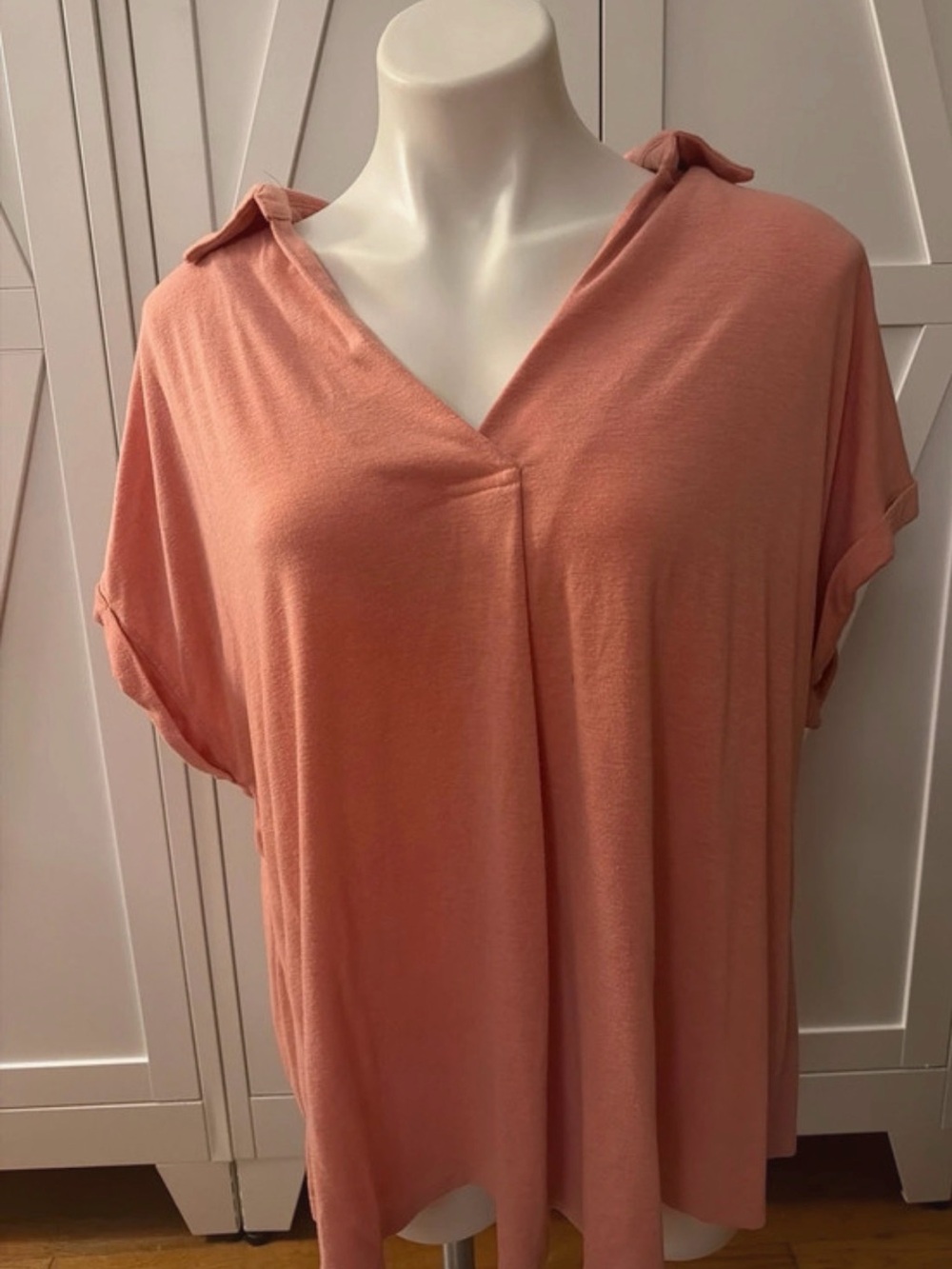 Emerald Relaxed V-Neck Tunic - Rose Peach